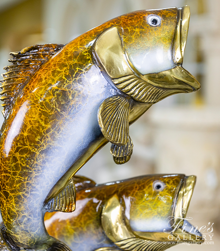 Bronze Statues  - Bronze Fish Statue - Bass - BS-1330